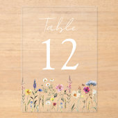 Elegante Wildblume Meadow Acrylic Tischnummer (Vorderseite)