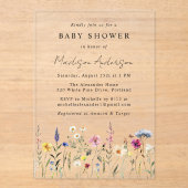 Elegante Wildblume Meadow Baby Shower Acryleinladungen (Vorderseite)