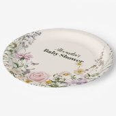 Elegante Wildblume Meadow Baby Shower Pappteller (Schrägansicht)