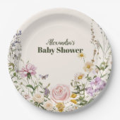Elegante Wildblume Meadow Baby Shower Pappteller (Vorderseite)
