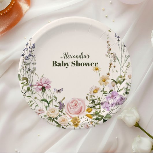 Elegante Wildblume Meadow Baby Shower Pappteller