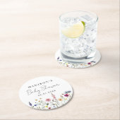 Elegante Wildblume Meadow Baby Shower Runder Pappuntersetzer (Vor Ort)