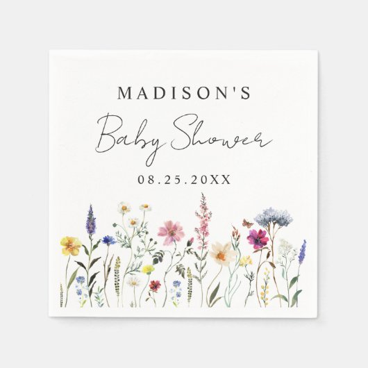 Elegante Wildblume Meadow Baby Shower Serviette (Vorderseite)