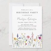 Elegante Wildblume Meadow Birthday Party Einladung (Vorderseite)