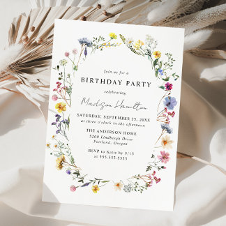 Elegante Wildblume Meadow Birthday Party Einladung