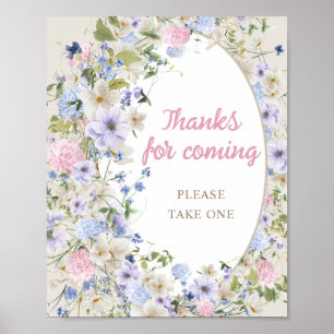 Elegante Wildblume Meadow Blush Danke für das Komm Poster
