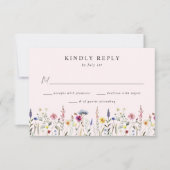 Elegante Wildblume Meadow Blush Pink Wedding RSVP Karte (Vorderseite)