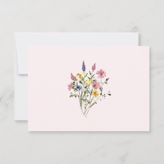 Elegante Wildblume Meadow Blush Pink Wedding RSVP Karte (Rückseite)