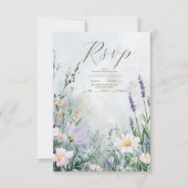 Elegante Wildblume Meadow Blush Pink Wedding RSVP Karte (Vorderseite)