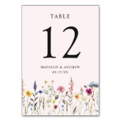 Elegante Wildblume Meadow Blush Pink Wedding Tischnummer (Rückseite)
