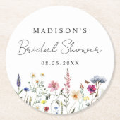 Elegante Wildblume Meadow Brautparty Runder Pappuntersetzer (Vorderseite)
