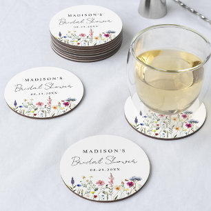 Elegante Wildblume Meadow Brautparty Runder Pappuntersetzer