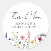 Elegante Wildblume Meadow Brautparty Vielen Dank Runder Aufkleber (Vorderseite)