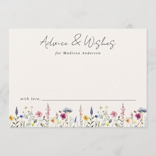 Elegante Wildblume Meadow Cream Baby Dusche Hinweiskarte (Vorderseite)