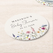 Elegante Wildblume Meadow Cream Baby Dusche Runder Pappuntersetzer (Angewinkelt)