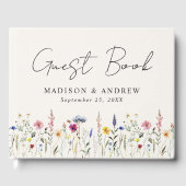 Elegante Wildblume Meadow Cream Foto Hochzeit Gästebuch (Vorderseite)