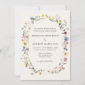 Elegante Wildblume Meadow Cream Wedding Einladung (Vorderseite)