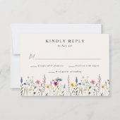 Elegante Wildblume Meadow Cream Wedding RSVP Karte (Vorderseite)