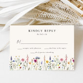 Elegante Wildblume Meadow Cream Wedding RSVP Karte