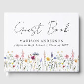 Elegante Wildblume Meadow Foto Graduation Party Gästebuch (Vorderseite)