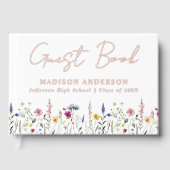 Elegante Wildblume Meadow Foto Graduation Party Gästebuch (Vorderseite)