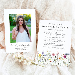 Elegante Wildblume Meadow Graduation Party Einladung