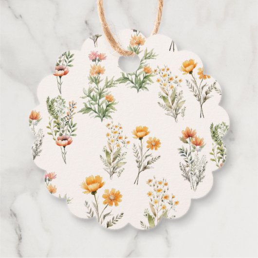 Elegante Wildblume Meadow Ivory Wedding Willkommen Geschenkanhänger (Rückseite)