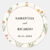 Elegante Wildblume Meadow Ivory Wedding Willkommen Runder Aufkleber (Vorderseite)
