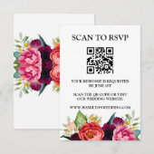 Elegante Wildblume Meadow QR Code Wedding RSVP Begleitkarte (Vorne/Hinten)