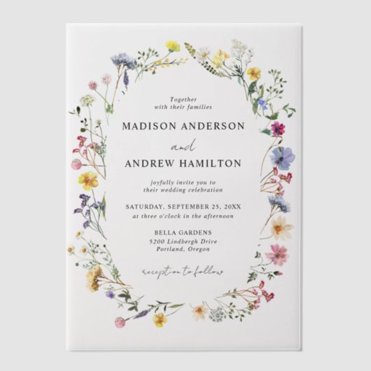 Elegante Wildblume Meadow Wedding Pergament Einladungen (Vorderseite)