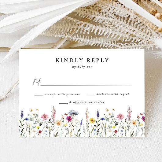 Elegante Wildblume Meadow Wedding RSVP Karte