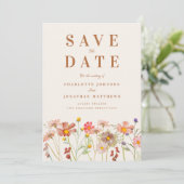 Elegante Wildblume Meadow Wedding Save The Date (Stehend Vorderseite)