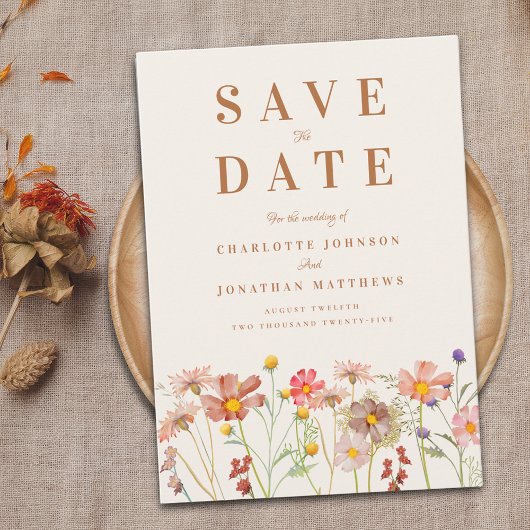 Elegante Wildblume Meadow Wedding Save The Date