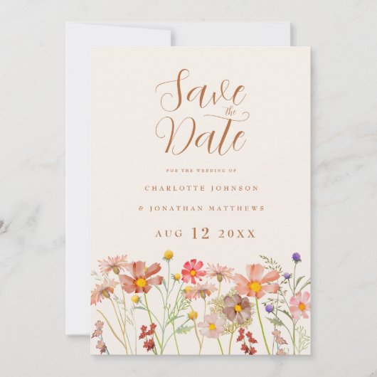 Elegante Wildblume Meadow Wedding speichern das Da Save The Date (Vorderseite)