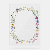 Elegante Wildblume Meadow Wedding Willkommen Acrylschild (Vorderseite)