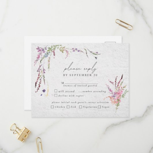 Elegante Wildblume Moderne Hochzeiten UAWG Einladungspostkarte (Vorderseite/Rückseite Beispiel)