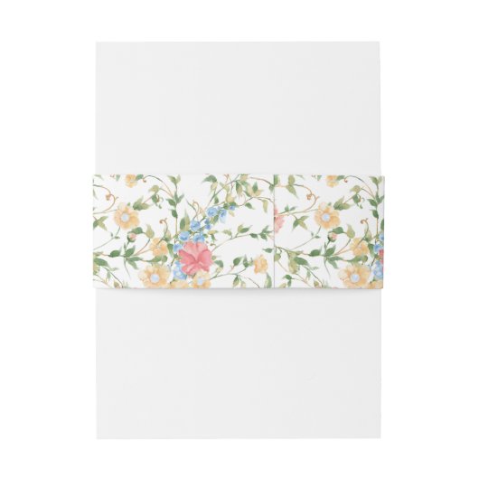 Elegante Wildblume Monogram Floral Wedding Einladungsbanderole (Rückseitenbeispiel)