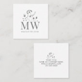 Elegante Wildblume Monogram Quadratische Visitenkarte (Vorne/Hinten)