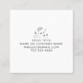 Elegante Wildblume Monogram Quadratische Visitenkarte (Rückseite)