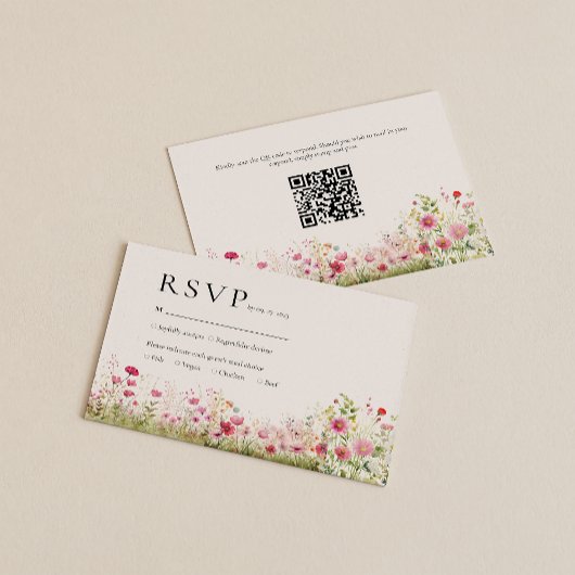 Elegante Wildblume Online UAwg QR Code Hochzeit Begleitkarte