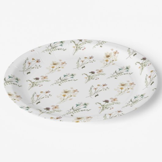 Elegante Wildblume Papierplatte Pappteller (Schrägansicht)