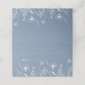 Elegante Wildblume Periwinkle Wedding Platzkarte (Außenseite Aufgefaltet)
