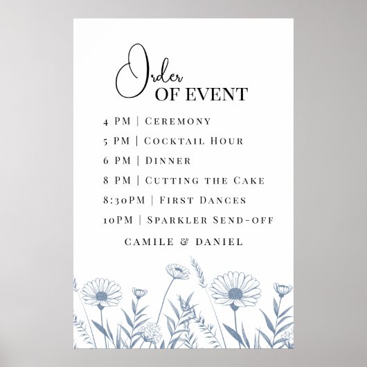 Elegante Wildblume Periwinkle Wedding Poster (Vorne)