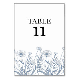 Elegante Wildblume Periwinkle Wedding Tischnummer