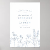 Elegante Wildblume Periwinkle Wedding Willkommensz Poster (Vorne)