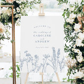 Elegante Wildblume Periwinkle Wedding Willkommensz Poster