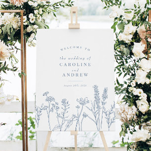 Elegante Wildblume Periwinkle Wedding Willkommensz Poster