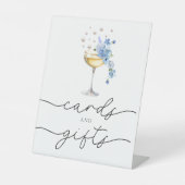 Elegante Wildblume Perlen & Prosecco Karten & Gesc Sockelschild (Vorderseite)