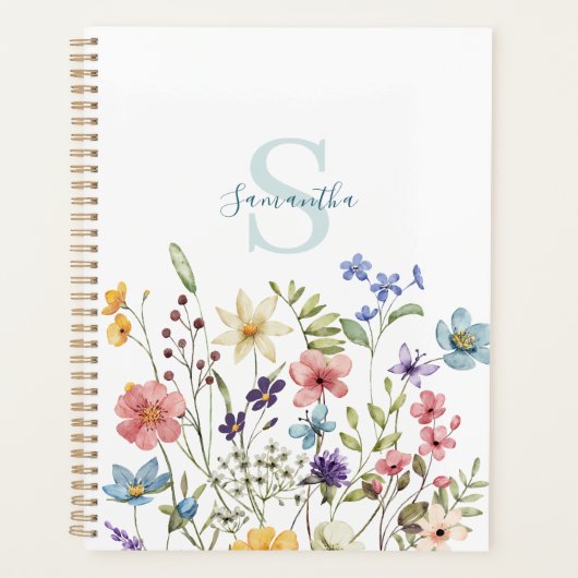 Elegante Wildblume Personalisiert Planer (Vorderseite)