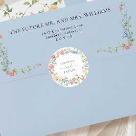 Elegante Wildblume Personalisiert Wedding Envelope Runder Aufkleber